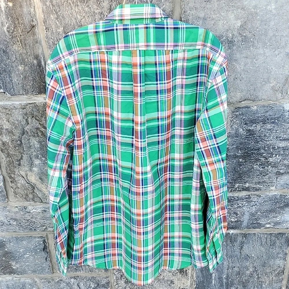 Polo by Ralph Lauren Green and Blue Casual Button Down Shirt Large
